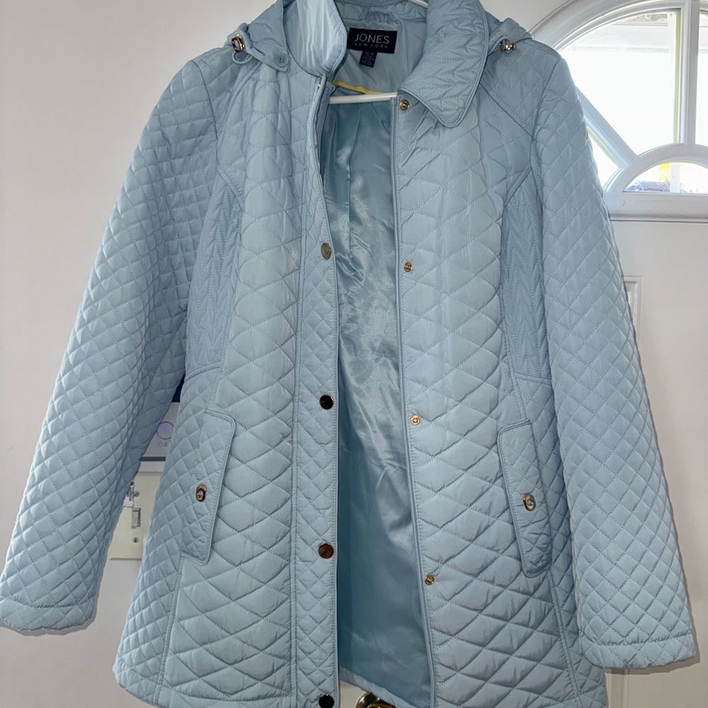 Jones New York Sky Blue Quilted Puffer Jacket